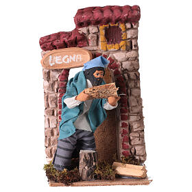 Holzverkäufer mit Bewegung, für 10 cm Krippe, 10x15x15 cm