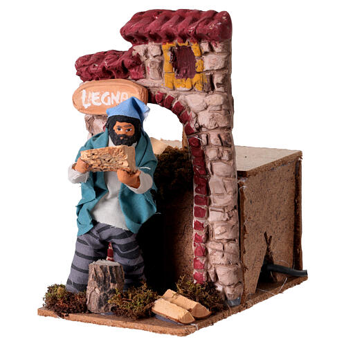 Vendeur de bois en mouvement crèche 10 cm 10x15x15 cm 2