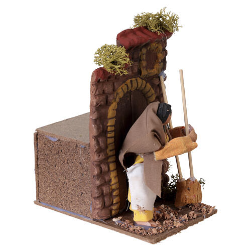 Mujer barriendo movimiento 10x15x15 cm belén 10 cm terracota 3