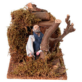 Holzfäller mit fallendem Baum – Krippenfigur im neapolitanischen Stil, mit Bewegungsfunktion, für 12 cm Krippe