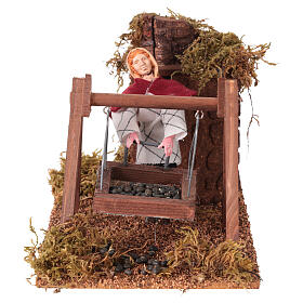 Donna setaccio di legumi che dondola movimento presepe 12 cm