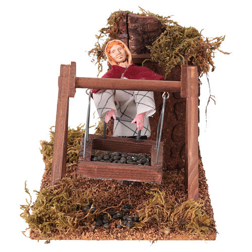 Donna setaccio di legumi che dondola movimento presepe 12 cm 1