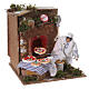 Pizzaiolo in movimento con forno illuminato 15x15 cm per presepe da 10 cm s2
