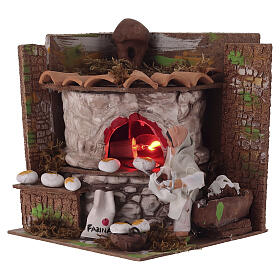 Panadera horno luz movimiento 15x20x15 cm belenes 10 cm