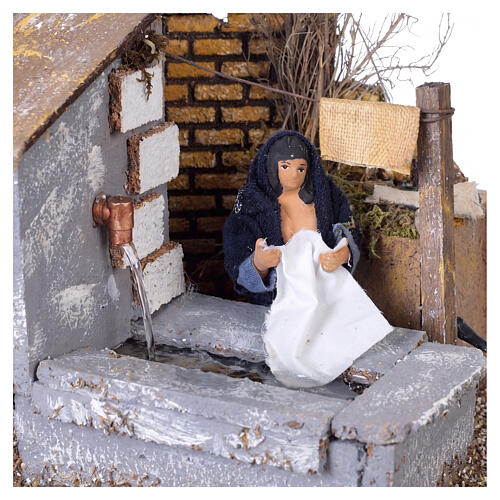 Lavandaia movimento 20x24x21 cm con fontana funzionante presepe 12 cm 2