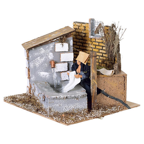 Lavandaia movimento 20x24x21 cm con fontana funzionante presepe 12 cm 3
