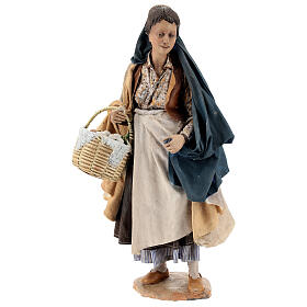 Nativity scene figurine, woman with baskets 30 cm, Angela Tripi