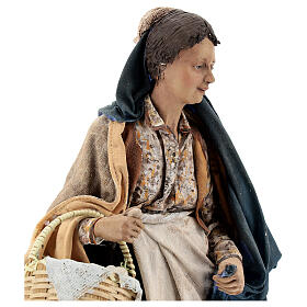 Nativity scene figurine, woman with baskets 30 cm, Angela Tripi