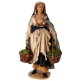 Nativity scene figurine, woman with baskets 30 cm, Angela Tripi