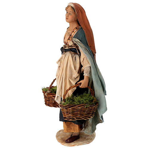 Nativity scene figurine, woman with baskets 30 cm, Angela Tripi 3