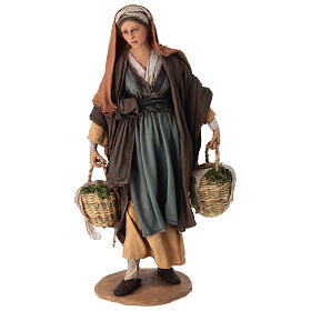 Nativity scene figurine, woman with baskets 30 cm, Angela Tripi