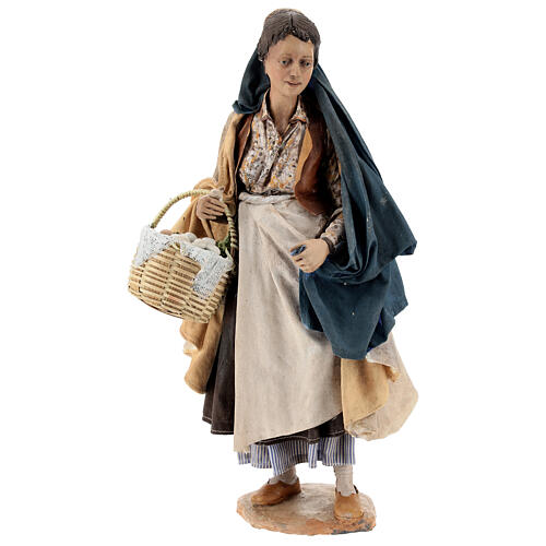 Nativity scene figurine, woman with baskets 30 cm, Angela Tripi 1