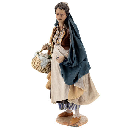 Nativity scene figurine, woman with baskets 30 cm, Angela Tripi 3