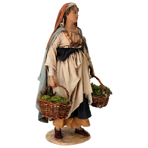 Nativity scene figurine, woman with baskets 30 cm, Angela Tripi 5