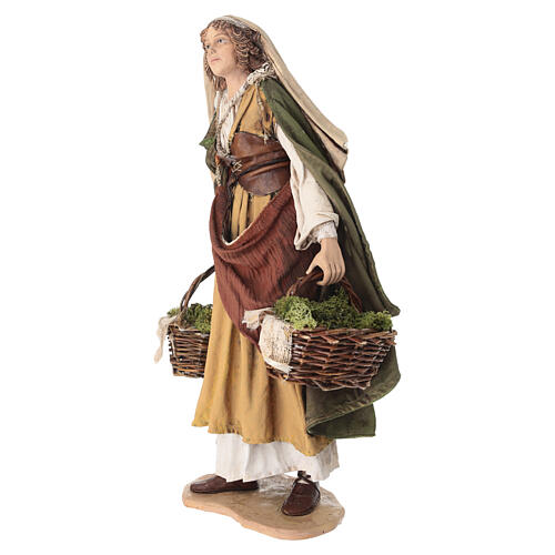 Nativity scene figurine, woman with baskets 30 cm, Angela Tripi 3
