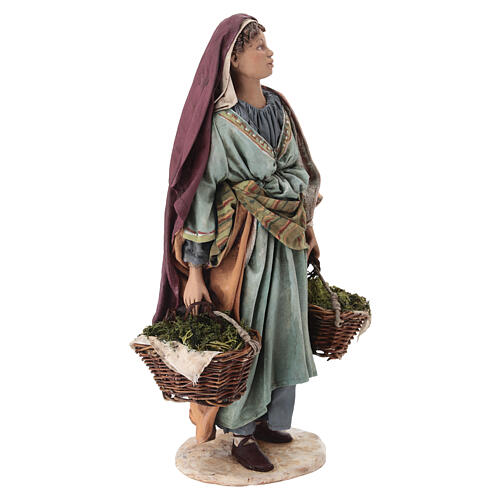 Nativity scene figurine, woman with baskets 30 cm, Angela Tripi 5