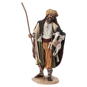 Shepherd with lamb, 30cm in terracotta by Angela Tripi