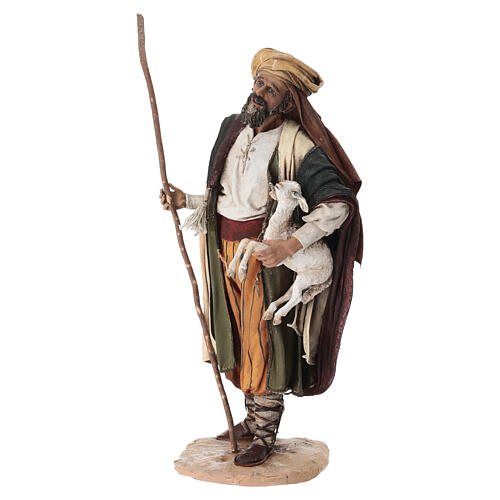Shepherd with lamb, 30cm in terracotta by Angela Tripi 3