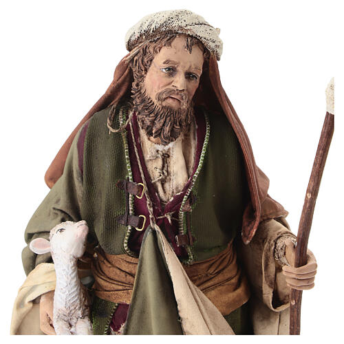 Shepherd with lamb, 30cm in terracotta by Angela Tripi 2