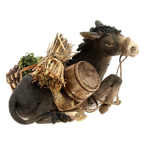 Nativity scene figurine, donkey 13cm terracotta, Angela Tripi 4