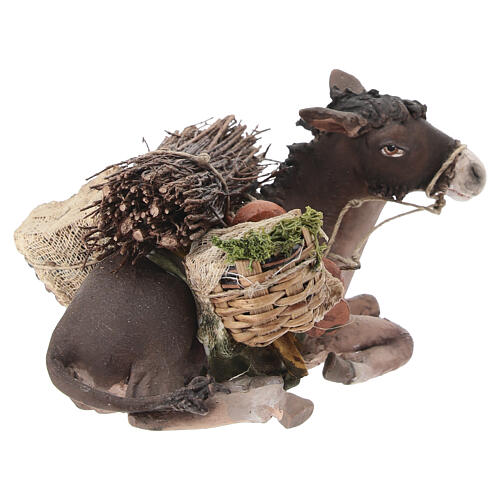 Nativity scene figurine, donkey 13cm terracotta, Angela Tripi 5