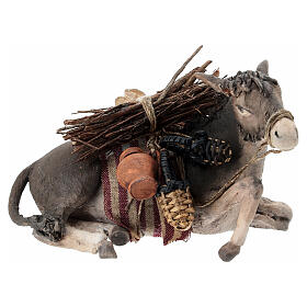 Nativity scene figurine, donkey 13cm terracotta, Angela Tripi