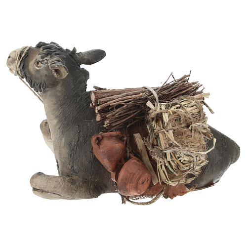 Nativity scene figurine, donkey 13cm terracotta, Angela Tripi 3