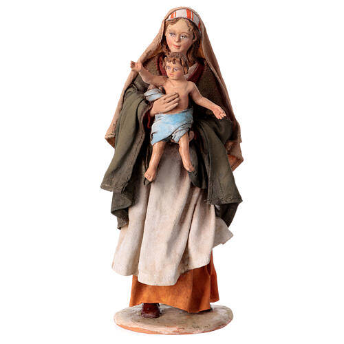 Frau mit Kind, für 18 cm Krippe von Angela Tripi, Terrakotta 1