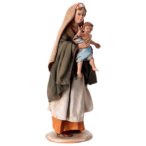 Frau mit Kind, für 18 cm Krippe von Angela Tripi, Terrakotta 4