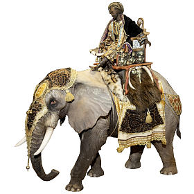 König auf Elefant reitend, für 30 cm Krippe von Angela Tripi, Terrakotta