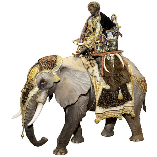 König auf Elefant reitend, für 30 cm Krippe von Angela Tripi, Terrakotta 1
