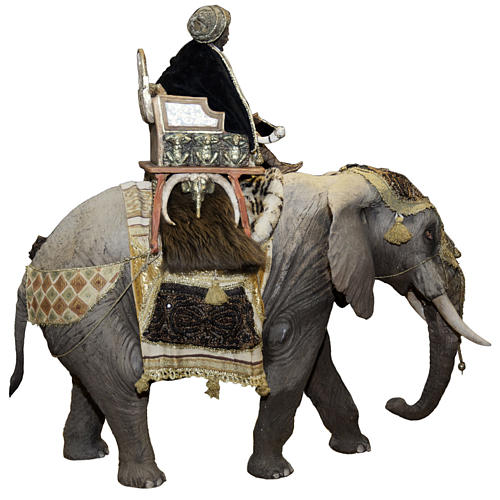 König auf Elefant reitend, für 30 cm Krippe von Angela Tripi, Terrakotta 4