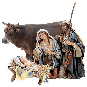 Heilige Familie und Ochse, für 30 cm Krippe von Angela Tripi, Terrakotta