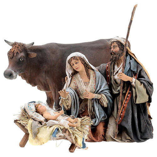 Heilige Familie und Ochse, für 30 cm Krippe von Angela Tripi, Terrakotta 1