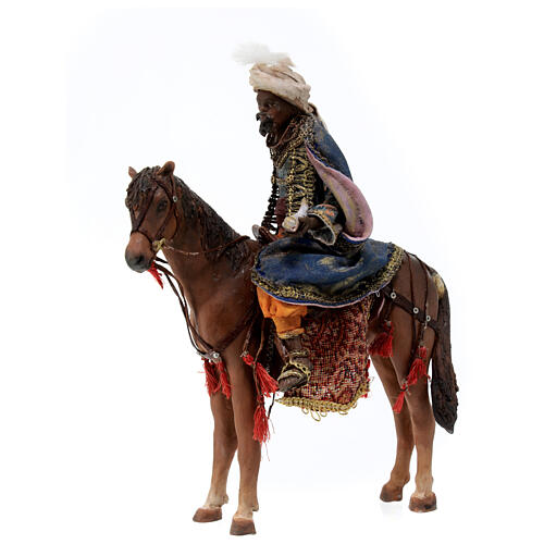 Heiliger König zu Pferd, für 13 cm Krippe von Angela Tripi, Terrakotta 1