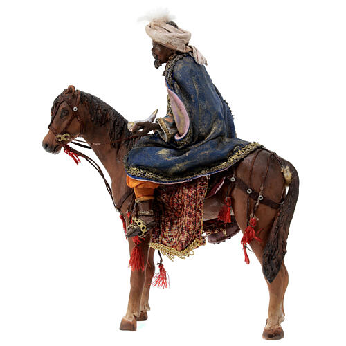 Heiliger König zu Pferd, für 13 cm Krippe von Angela Tripi, Terrakotta 5