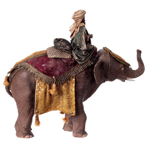 Heiliger König auf einem Elefanten, für 13 cm Krippe von Angela Tripi, Terrakotta 6