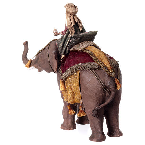 Heiliger König auf einem Elefanten, für 13 cm Krippe von Angela Tripi, Terrakotta 7