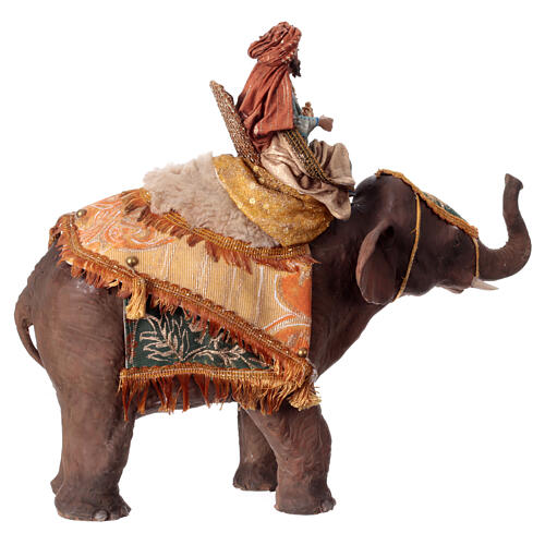Heiliger König auf einem Elefanten, für 13 cm Krippe von Angela Tripi, Terrakotta 9