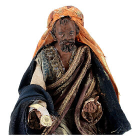 Heiliger König, kniend, für 13 cm Krippe von Angela Tripi, Terrakotta