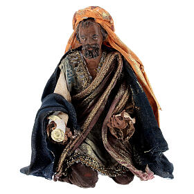 Black Wise Man in terracotta, 13cm by Angela Tripi