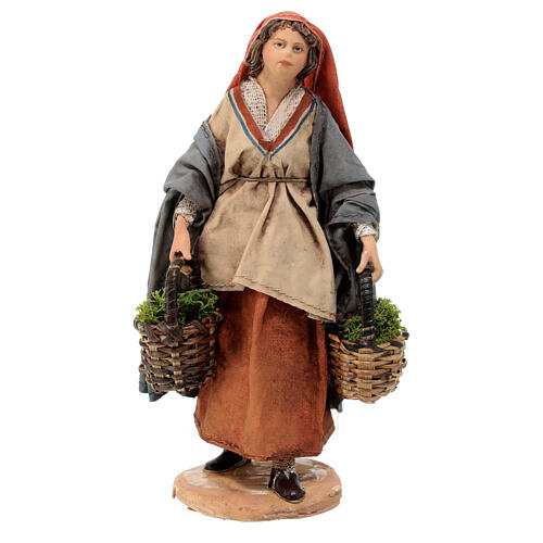 Mujer con cestas de musgo Belén 13 cm Angela Tripi terracota 1