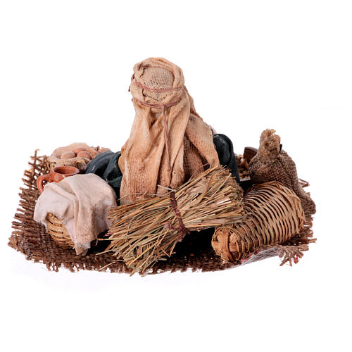 Trauben- und Getreideverkäuferin, für 13 cm Krippe von Angela Tripi, Terrakotta 4