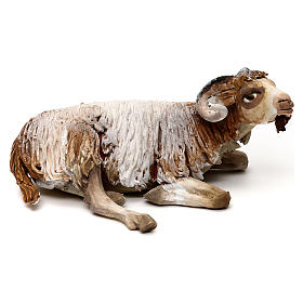 Liegende Ziege, für 18 cm Krippe von Angela Tripi, Terrakotta