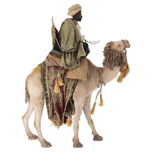 Rei Mago negro corno turbante no camelo presépio Angela Tripi de altura média 18 cm 8
