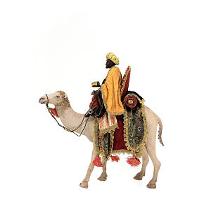 Figur dunkler heiliger König mit Kästchen auf Kamel 18 cm Tripi