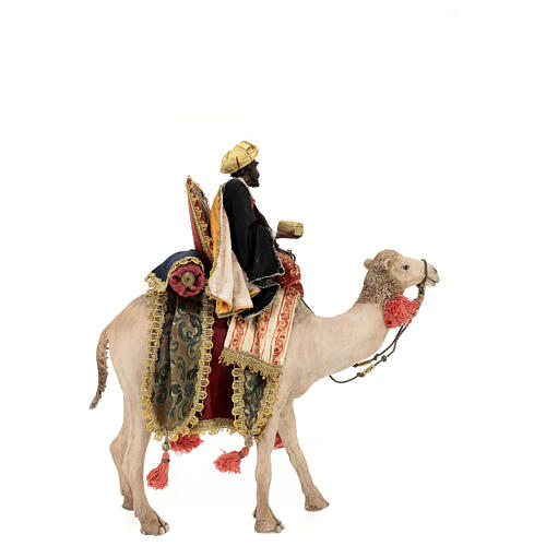 Figur dunkler heiliger König mit Kästchen auf Kamel 18 cm Tripi 5
