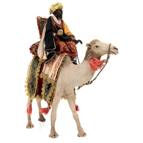 Figur dunkler heiliger König mit Kästchen auf Kamel 18 cm Tripi 6