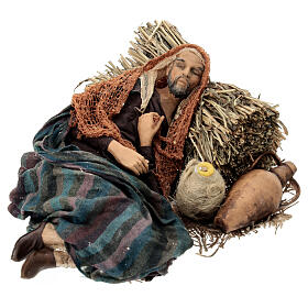 Schlafender Mann, für 30 cm Krippe von Angela Tripi, Terrakotta