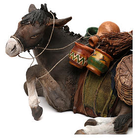 Ruhender Esel, für 30 cm Krippe von Angela Tripi, Terrakotta